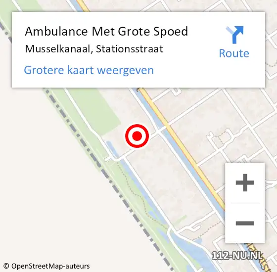 Locatie op kaart van de 112 melding: Ambulance Met Grote Spoed Naar Musselkanaal, Stationsstraat op 1 januari 2023 08:52