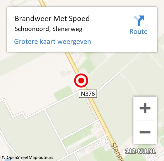 Locatie op kaart van de 112 melding: Brandweer Met Spoed Naar Schoonoord, Slenerweg op 10 augustus 2014 17:41