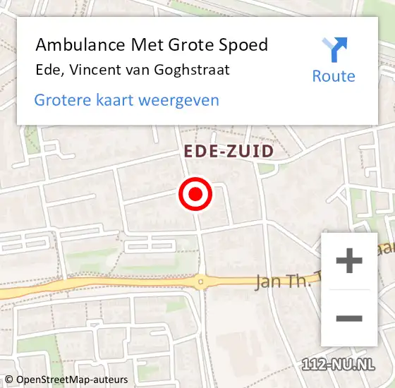Locatie op kaart van de 112 melding: Ambulance Met Grote Spoed Naar Ede, Vincent van Goghstraat op 1 januari 2023 11:43