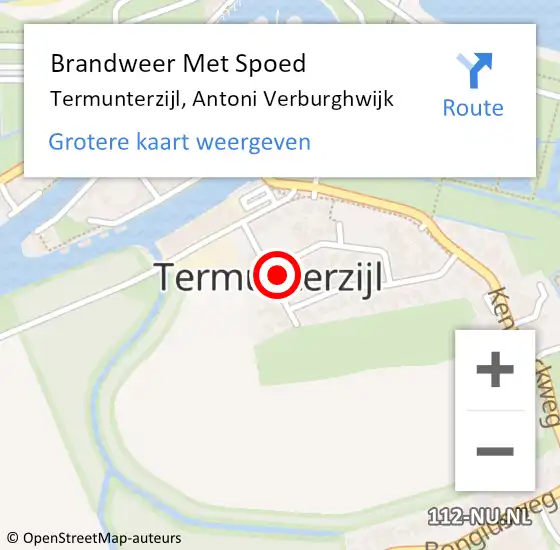 Locatie op kaart van de 112 melding: Brandweer Met Spoed Naar Termunterzijl, Antoni Verburghwijk op 1 januari 2023 14:27
