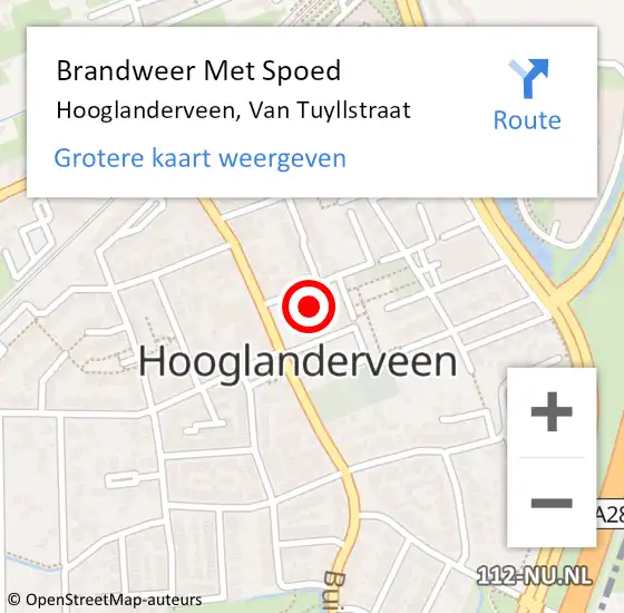 Locatie op kaart van de 112 melding: Brandweer Met Spoed Naar Hooglanderveen, Van Tuyllstraat op 1 januari 2023 15:25