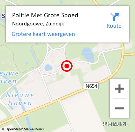 Locatie op kaart van de 112 melding: Politie Met Grote Spoed Naar Noordgouwe, Zuiddijk op 1 januari 2023 16:28