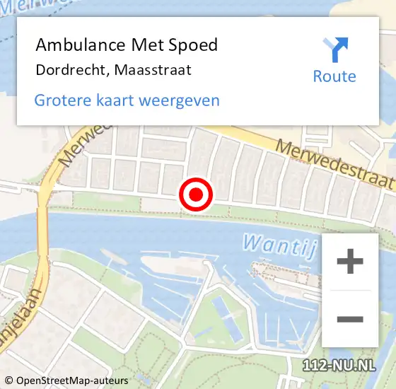Locatie op kaart van de 112 melding: Ambulance Met Spoed Naar Dordrecht, Maasstraat op 1 januari 2023 16:41