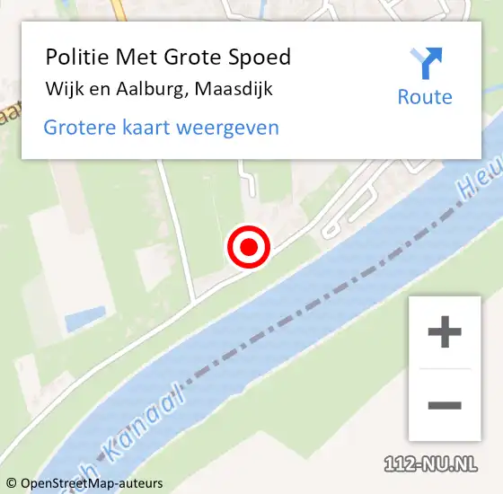 Locatie op kaart van de 112 melding: Politie Met Grote Spoed Naar Wijk en Aalburg, Maasdijk op 1 januari 2023 17:02