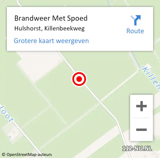 Locatie op kaart van de 112 melding: Brandweer Met Spoed Naar Hulshorst, Killenbeekweg op 10 augustus 2014 18:45