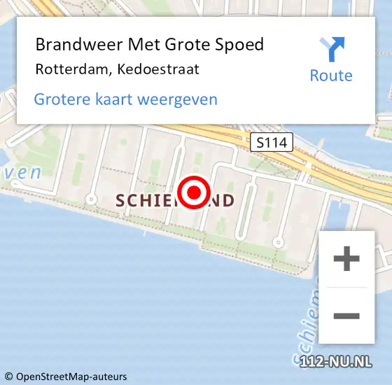 Locatie op kaart van de 112 melding: Brandweer Met Grote Spoed Naar Rotterdam, Kedoestraat op 1 januari 2023 18:44