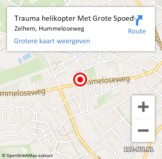 Locatie op kaart van de 112 melding: Trauma helikopter Met Grote Spoed Naar Zelhem, Hummeloseweg op 1 januari 2023 21:43