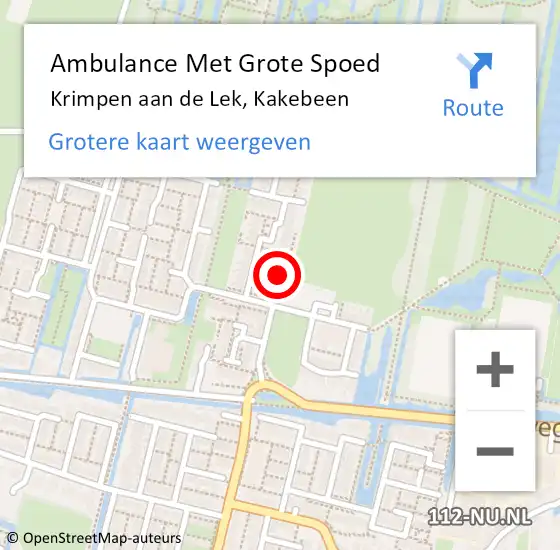 Locatie op kaart van de 112 melding: Ambulance Met Grote Spoed Naar Krimpen aan de Lek, Kakebeen op 2 januari 2023 00:09