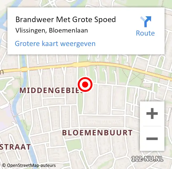 Locatie op kaart van de 112 melding: Brandweer Met Grote Spoed Naar Vlissingen, Bloemenlaan op 2 januari 2023 00:19