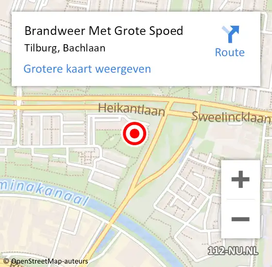 Locatie op kaart van de 112 melding: Brandweer Met Grote Spoed Naar Tilburg, Bachlaan op 2 januari 2023 00:57