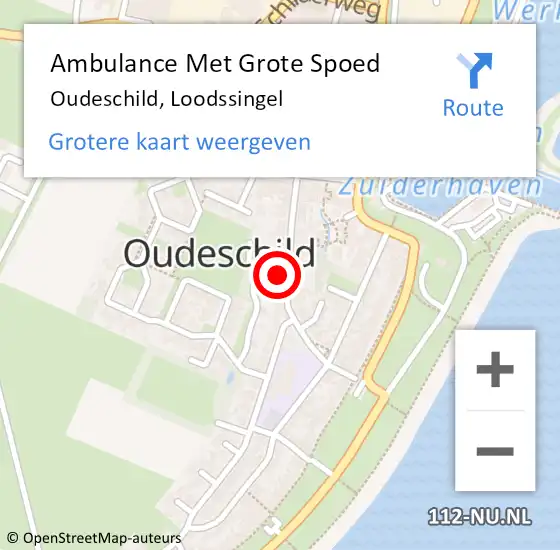 Locatie op kaart van de 112 melding: Ambulance Met Grote Spoed Naar Oudeschild, Loodssingel op 2 januari 2023 01:14