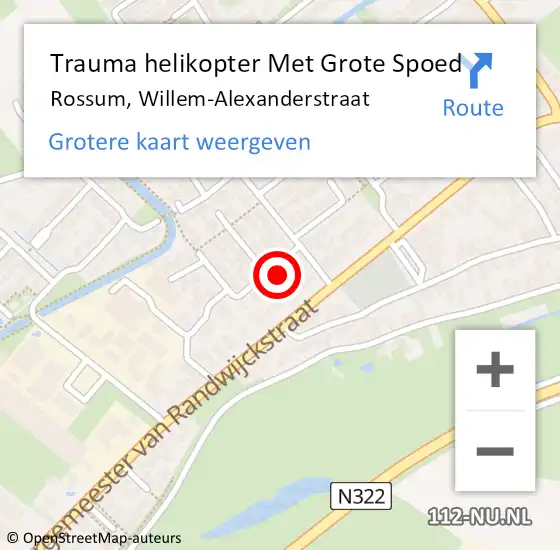 Locatie op kaart van de 112 melding: Trauma helikopter Met Grote Spoed Naar Rossum, Willem-Alexanderstraat op 2 januari 2023 05:05