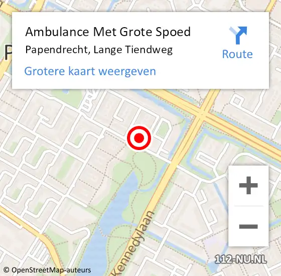 Locatie op kaart van de 112 melding: Ambulance Met Grote Spoed Naar Papendrecht, Lange Tiendweg op 2 januari 2023 08:08