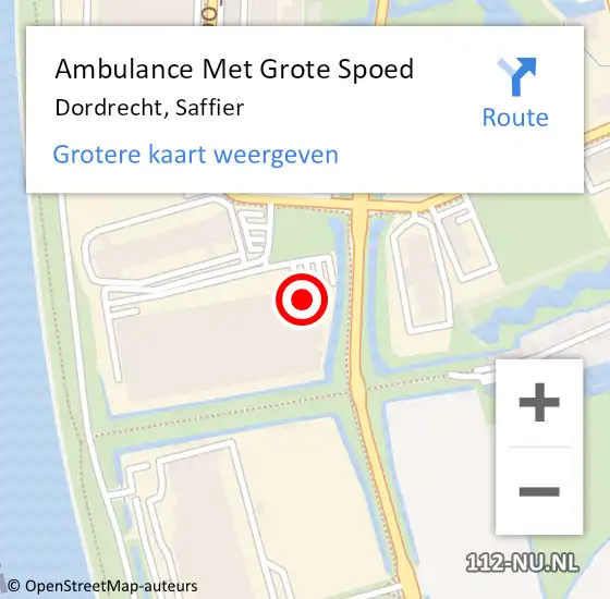 Locatie op kaart van de 112 melding: Ambulance Met Grote Spoed Naar Dordrecht, Saffier op 2 januari 2023 09:05