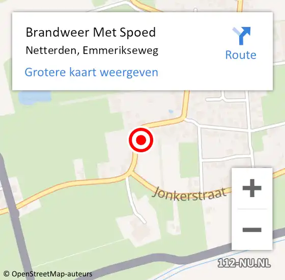 Locatie op kaart van de 112 melding: Brandweer Met Spoed Naar Netterden, Emmerikseweg op 10 augustus 2014 19:57