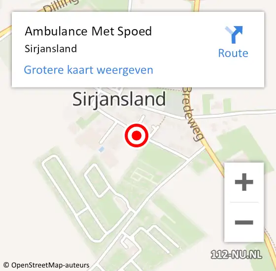 Locatie op kaart van de 112 melding: Ambulance Met Spoed Naar Sirjansland op 2 januari 2023 12:12
