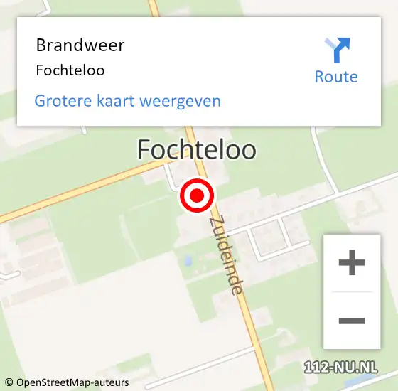 Locatie op kaart van de 112 melding: Brandweer Fochteloo op 2 januari 2023 12:20