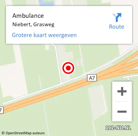 Locatie op kaart van de 112 melding: Ambulance Niebert, Grasweg op 10 augustus 2014 20:27