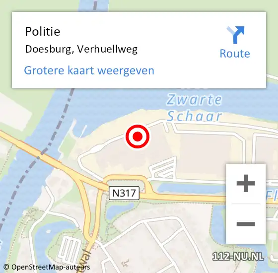 Locatie op kaart van de 112 melding: Politie Doesburg, Verhuellweg op 2 januari 2023 14:05