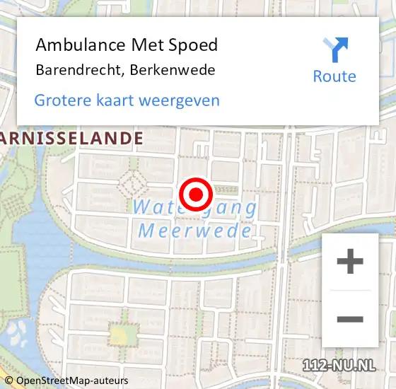 Locatie op kaart van de 112 melding: Ambulance Met Spoed Naar Barendrecht, Berkenwede op 2 januari 2023 15:55