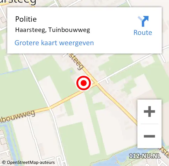 Locatie op kaart van de 112 melding: Politie Haarsteeg, Tuinbouwweg op 2 januari 2023 17:24