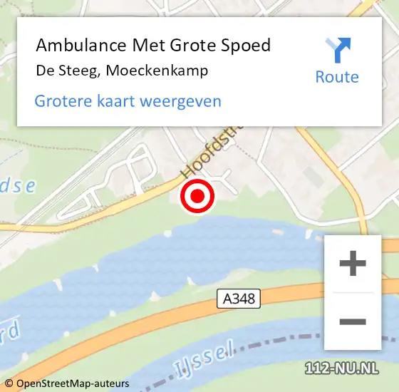 Locatie op kaart van de 112 melding: Ambulance Met Grote Spoed Naar De Steeg, Moeckenkamp op 2 januari 2023 22:39
