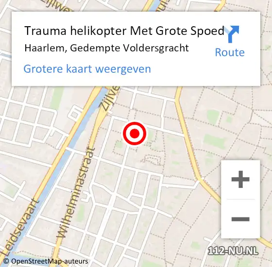 Locatie op kaart van de 112 melding: Trauma helikopter Met Grote Spoed Naar Haarlem, Gedempte Voldersgracht op 3 januari 2023 01:00