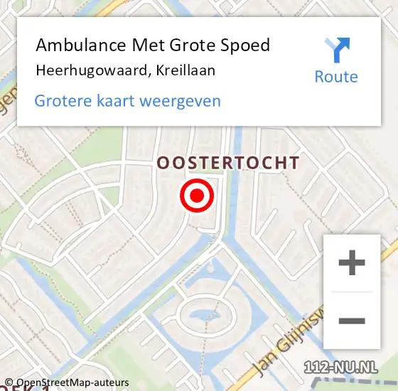 Locatie op kaart van de 112 melding: Ambulance Met Grote Spoed Naar Heerhugowaard, Kreillaan op 3 januari 2023 02:52