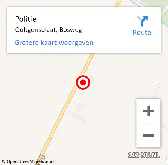 Locatie op kaart van de 112 melding: Politie Ooltgensplaat, Bosweg op 3 januari 2023 07:01