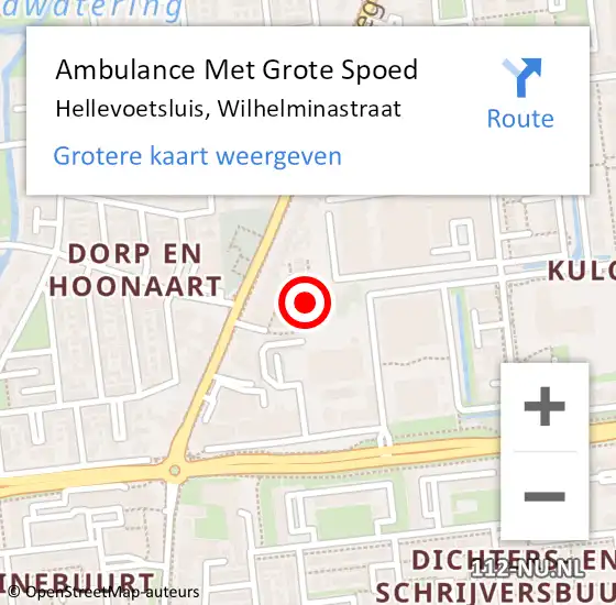 Locatie op kaart van de 112 melding: Ambulance Met Grote Spoed Naar Hellevoetsluis, Wilhelminastraat op 3 januari 2023 08:24