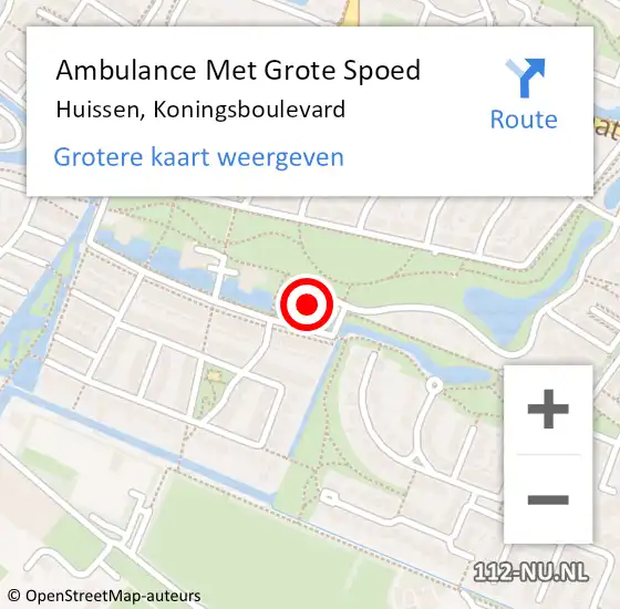 Locatie op kaart van de 112 melding: Ambulance Met Grote Spoed Naar Huissen, Koningsboulevard op 3 januari 2023 10:26