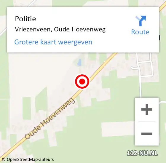 Locatie op kaart van de 112 melding: Politie Vriezenveen, Oude Hoevenweg op 3 januari 2023 10:51