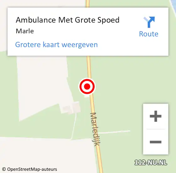 Locatie op kaart van de 112 melding: Ambulance Met Grote Spoed Naar Marle op 3 januari 2023 10:53