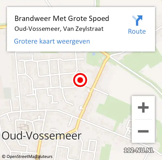 Locatie op kaart van de 112 melding: Brandweer Met Grote Spoed Naar Oud-Vossemeer, Van Zeylstraat op 3 januari 2023 11:21