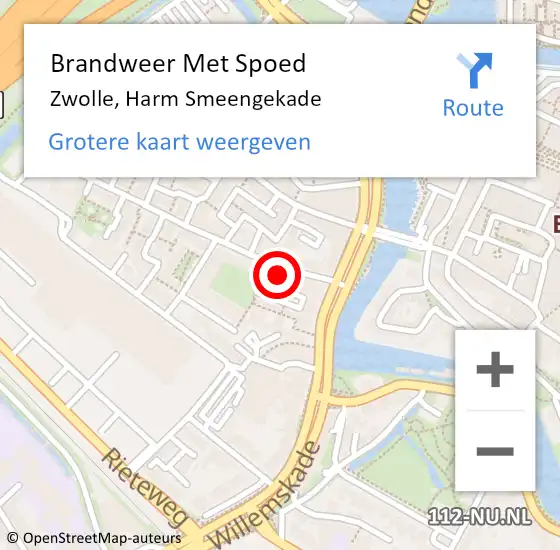 Locatie op kaart van de 112 melding: Brandweer Met Spoed Naar Zwolle, Harm Smeengekade op 3 januari 2023 11:31