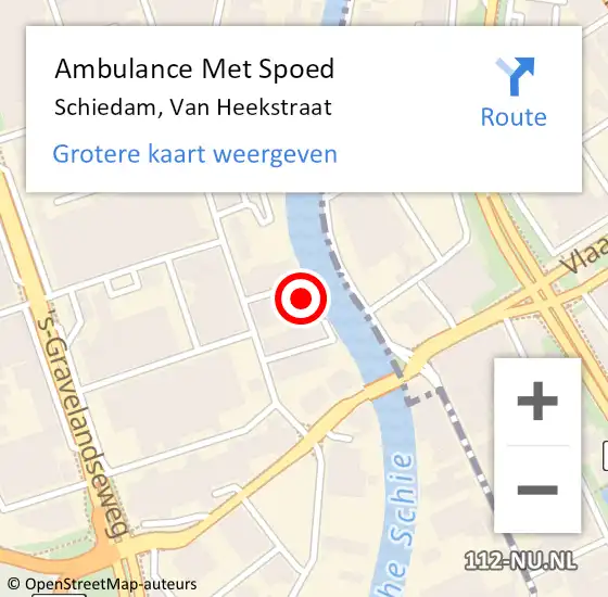 Locatie op kaart van de 112 melding: Ambulance Met Spoed Naar Schiedam, Van Heekstraat op 3 januari 2023 12:02