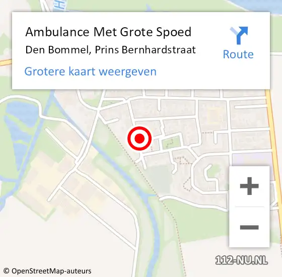 Locatie op kaart van de 112 melding: Ambulance Met Grote Spoed Naar Den Bommel, Prins Bernhardstraat op 3 januari 2023 13:45