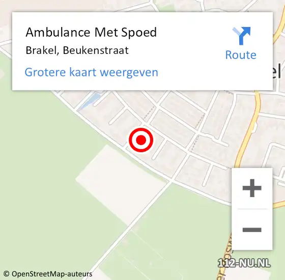 Locatie op kaart van de 112 melding: Ambulance Met Spoed Naar Brakel, Beukenstraat op 3 januari 2023 14:55