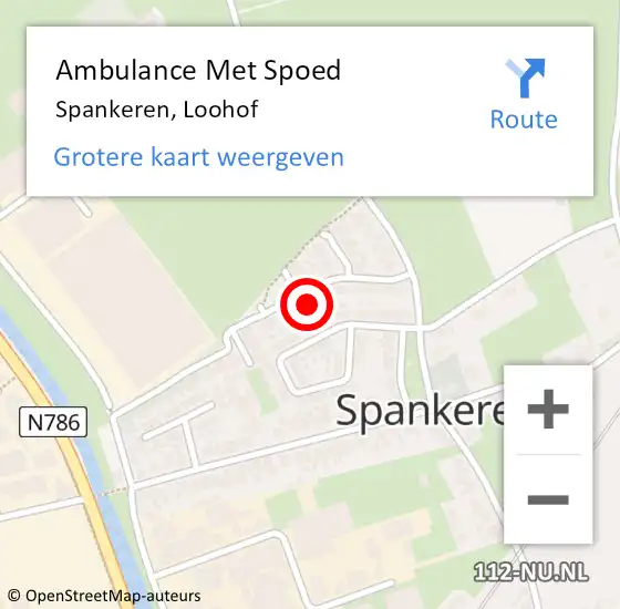 Locatie op kaart van de 112 melding: Ambulance Met Spoed Naar Spankeren, Loohof op 3 januari 2023 15:33