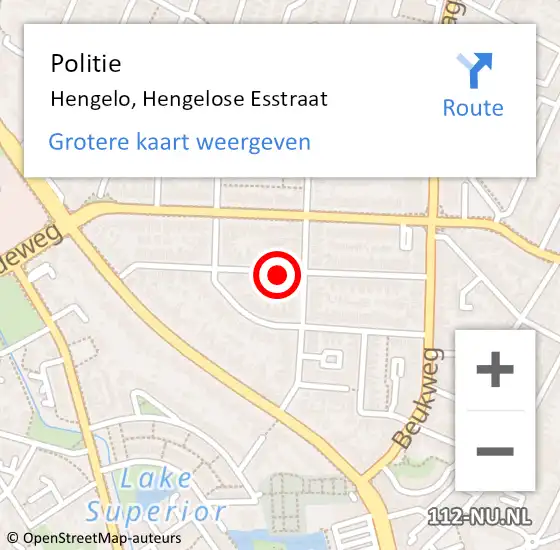 Locatie op kaart van de 112 melding: Politie Hengelo, Hengelose Esstraat op 3 januari 2023 16:18