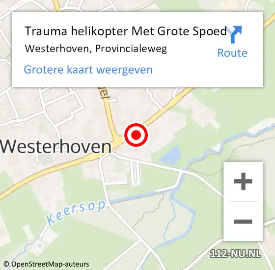 Locatie op kaart van de 112 melding: Trauma helikopter Met Grote Spoed Naar Westerhoven, Provincialeweg op 3 januari 2023 16:55
