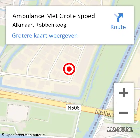 Locatie op kaart van de 112 melding: Ambulance Met Grote Spoed Naar Alkmaar, Robbenkoog op 3 januari 2023 17:06