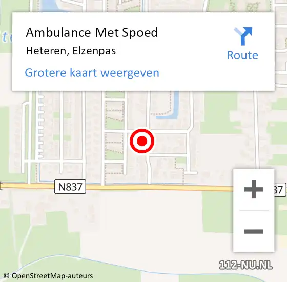 Locatie op kaart van de 112 melding: Ambulance Met Spoed Naar Heteren, Elzenpas op 3 januari 2023 17:15