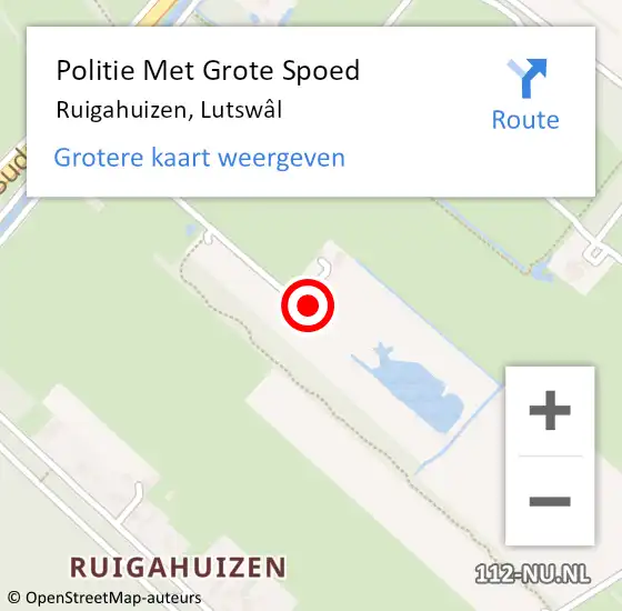 Locatie op kaart van de 112 melding: Politie Met Grote Spoed Naar Ruigahuizen, Lutswâl op 3 januari 2023 17:22