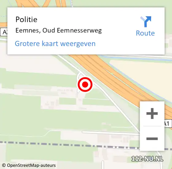 Locatie op kaart van de 112 melding: Politie Eemnes, Oud Eemnesserweg op 3 januari 2023 18:24