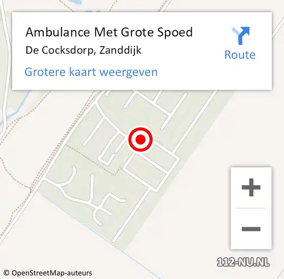 Locatie op kaart van de 112 melding: Ambulance Met Grote Spoed Naar De Cocksdorp, Zanddijk op 3 januari 2023 18:59