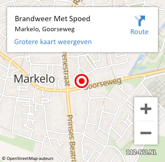 Locatie op kaart van de 112 melding: Brandweer Met Spoed Naar Markelo, Goorseweg op 3 januari 2023 19:21