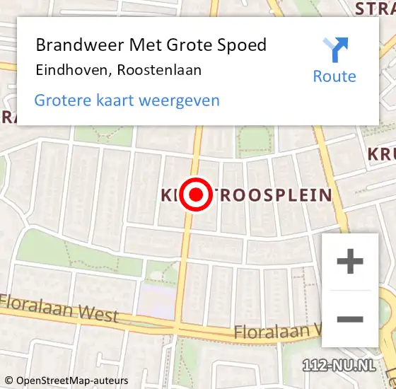 Locatie op kaart van de 112 melding: Brandweer Met Grote Spoed Naar Eindhoven, Roostenlaan op 3 januari 2023 19:21