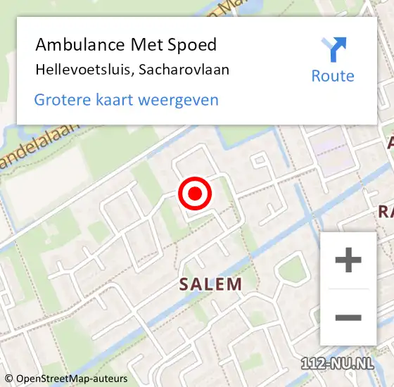 Locatie op kaart van de 112 melding: Ambulance Met Spoed Naar Hellevoetsluis, Sacharovlaan op 3 januari 2023 19:26