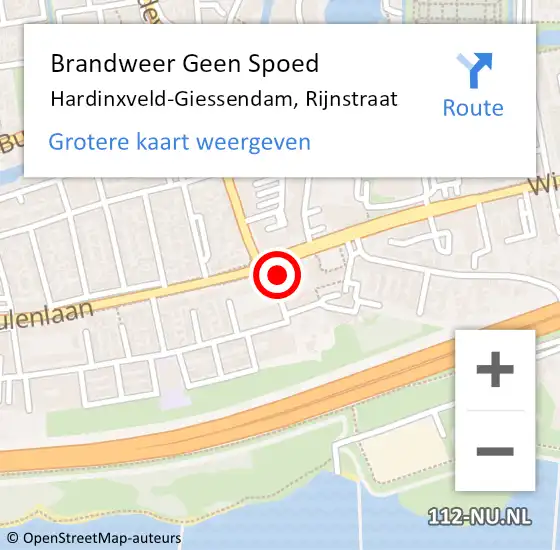 Locatie op kaart van de 112 melding: Brandweer Geen Spoed Naar Hardinxveld-Giessendam, Rijnstraat op 3 januari 2023 20:23